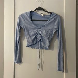 H&M light blue string long sleeved top